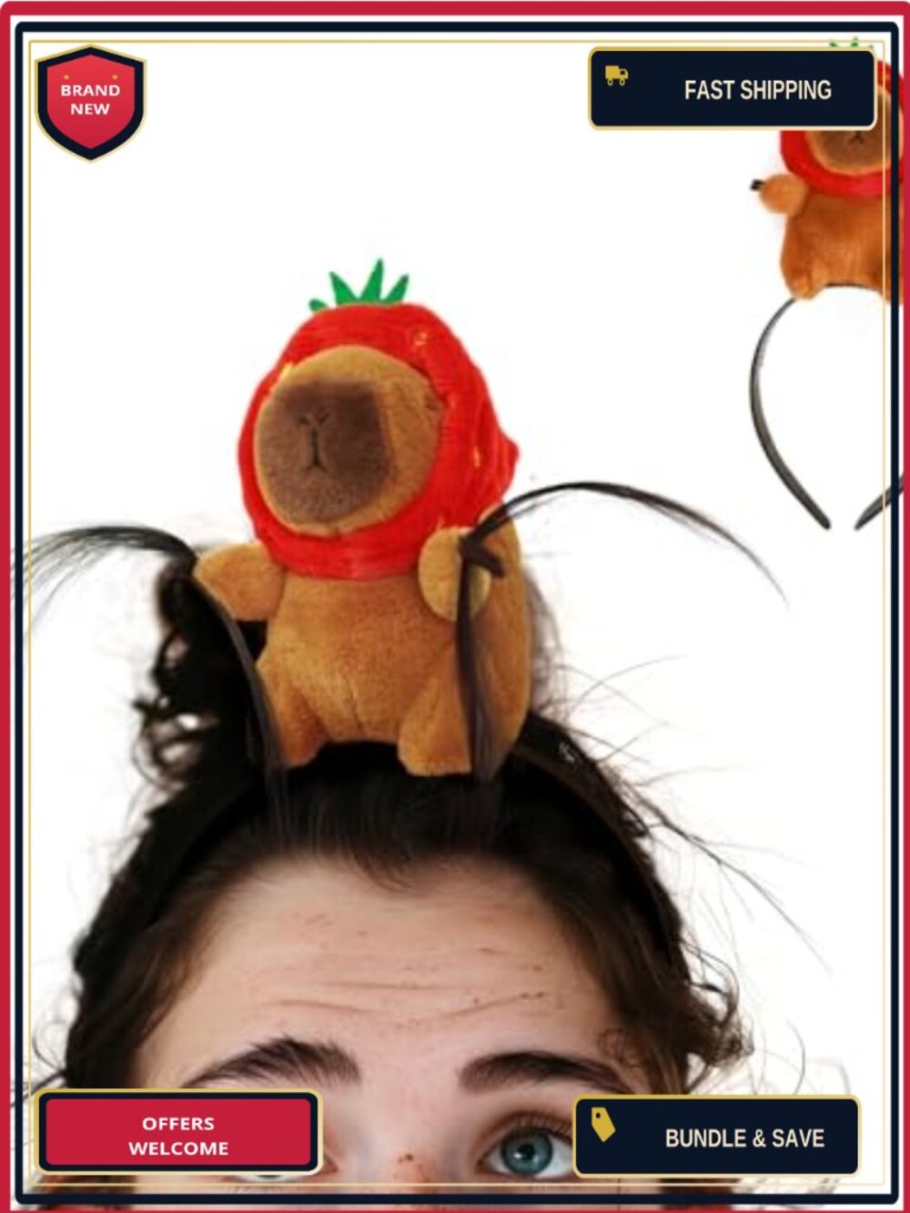 Capybara Plush Headband Adult Funny Animal Costume Hair Accessory